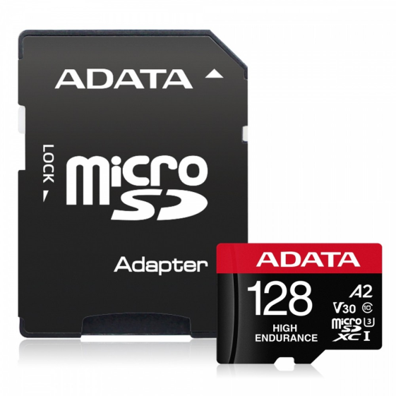 ADATA Karta microSD High Endurance 128GB UHS1 U3 V30 A2 100/85MB/s + Adapter  - AUSDX128GUI3V30SHA2-RA1