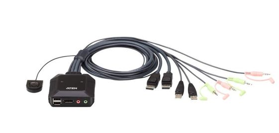 ATEN Przełącznik 2 portowy USB DP Cable KVM Switch CS22DP  - CS22DP-AT