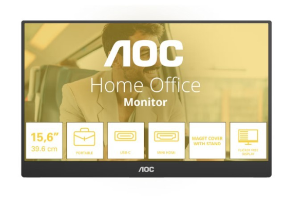 AOC Monitor 16T20E2 15.6 cala IPS Mini HDMI USB-C Głośniki  - 16T20E2