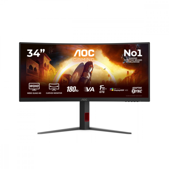 AOC Monitor 34 cale CU34G4CA VA Curved 180Hz HDMIx2 DP - CU34G4CA