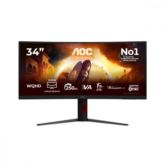 AOC Monitor 34 cale CU34G4ZCA VA Curved 250Hz HDMIx2 DP HAS Głośniki - CU34G4ZCA