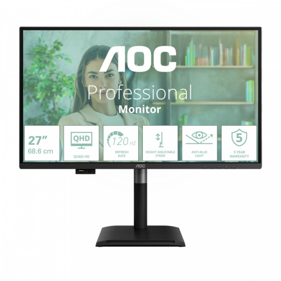 AOC Monitor Q27P4U 27 cali IPS 120 Hz HDMIx2 DP USB-C Pivot Głośniki - Q27P4U