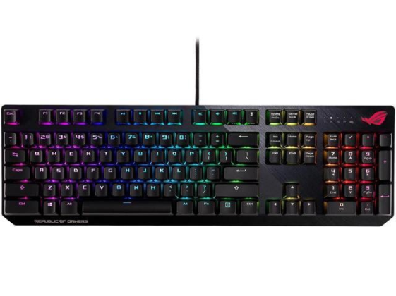 ASUS Przewodowa mechaniczna klawiatura do gier ROG Strix Scope RGB Cherry MX Red - 90MP0180-B0UA00