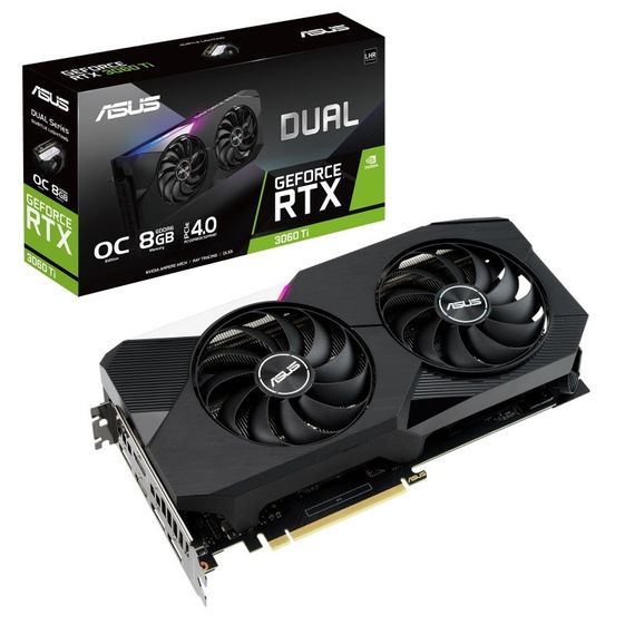 ASUS Karty graficzne RTX 3060 Ti Dual 8GB OC V2 GDDR6 256bit LHR 3DP/2HDMI  - DUAL-RTX3060TI-O8G-V2