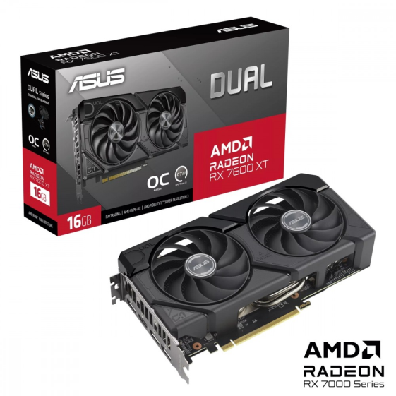 ASUS Karta graficzna RX 7600XT DUAL OC 16GB GDDR6 128bit 3DP HDMI  - DUAL-RX7600XT-O16G