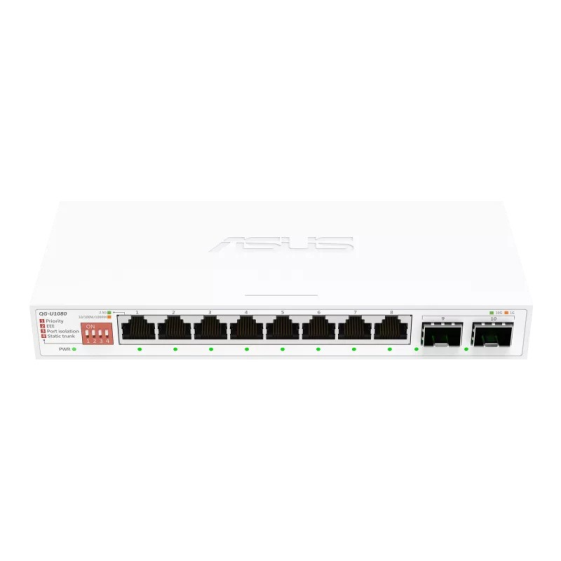 ASUS Przełącznik niezarządzalny QG-U1080 8 portów 2.5G + 2 porty 10G SFP+ - QG-U1080