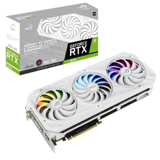 ASUS Karta graficzna RTX 3070 ROG STRIX 8GB WHITE V2 GDDR6 256bit 3DP/2HDMI  - ROG-STRIX-RTX3070-8G-WHITE-V2