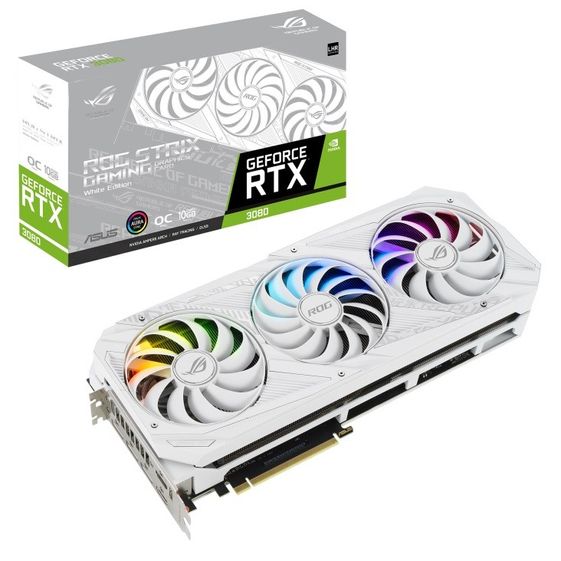 ASUS Karta graficzna RTX 3080 ROG Strix OC V2 WHITE 10GB GDDR6X 320bit 3DP/2HDMI  - ROG-STRIX-RTX3080-O10G-WHITE-V2