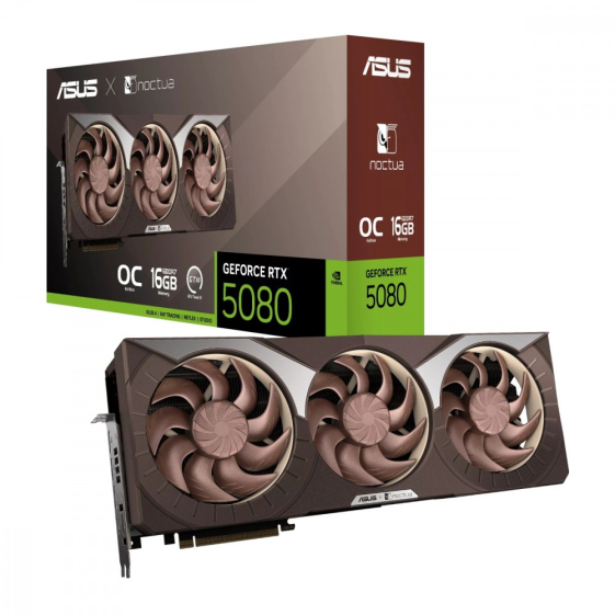 ASUS Karta graficzna GeForce RTX 5080 NOCTUA OC 16GB GDDR7 256bit 3DP/HDMI - RTX5080-O16G-NOCTUA