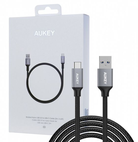 AUKEY CB-CD3 nylonowy kabel Quick Charge USB C-USB 3.0 | 2m | 5 Gbps | 3A | 60W PD | 20V - CB-CD3