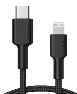 AUKEY CB-CL02 Black nylonowy kabel Lightning-USB C | USB Power Delivery USB-PD | 1.2m | certyfikat MFi Apple - CB-CL02 Black
