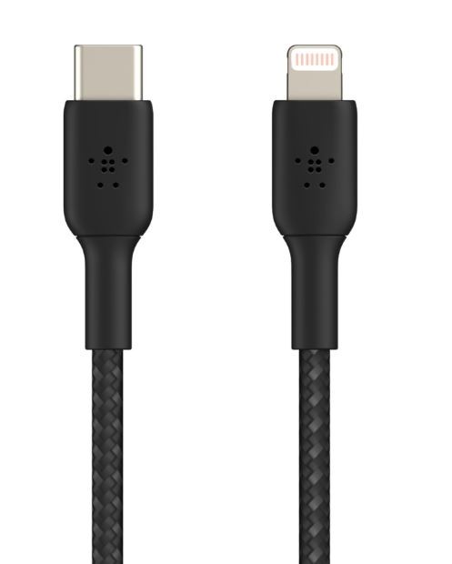 BELKIN Kabel Braided USB-C Lightning 1m czarny - CAA004bt1MBK