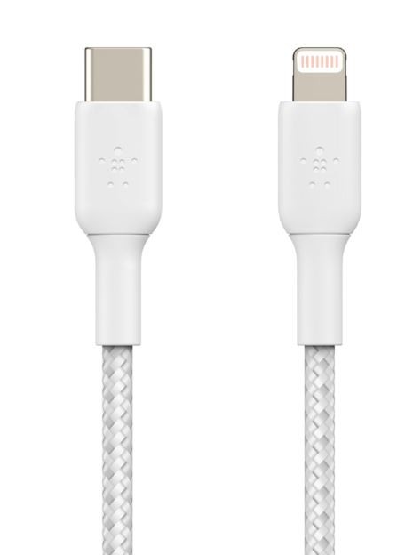 BELKIN Kabel Braided USB-C Lightning 1m biały - CAA004bt1MWH