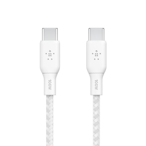 BELKIN Kabel w oplocie USB-C do USB-C 100W 3m biały - CAB014bt3MWH