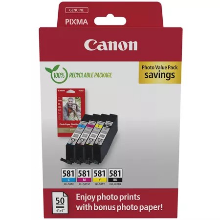CANON Tusz CLI-581 BK/C/M/Y PHOTO VALUE  2106C006  - 2106C006