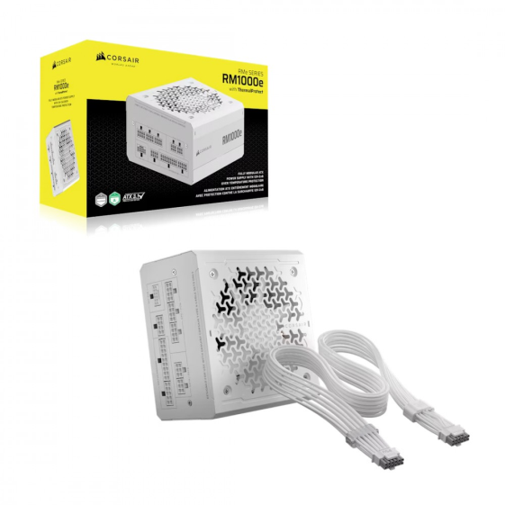 CORSAIR Zasilacz RM1000e 3rd Gen 80+GOLD ATX3.1 Thermal Protect biały - CP-9020339-EU