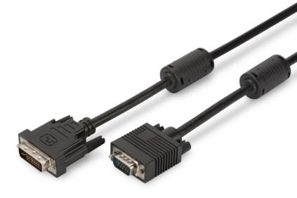DIGITUS Kabel adapter DVI-I DualLink 1080p 60Hz FHD Typ DVI-I (24+5)/DSUB15 M/M 2m Czarny - AK-320300-020-S
