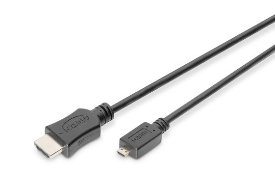 DIGITUS Kabel połączeniowy HDMI HighSpeed z Ethernetem 4K 60Hz UHD Typ HDMI A/HDMI D M/M 1m Czarny  - AK-330109-010-S