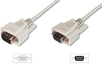 DIGITUS Kabel przedłużający RS232 1:1 Typ DSUB9/DSUB9 M/Ż szary 3m - AK-610203-030-E