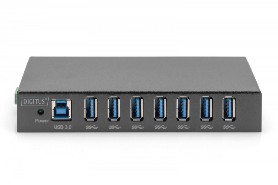 DIGITUS Hub/Koncentrator przemysłowy 7-portowy USB 3.0 SuperSpeed aktywny, metalowa konstrukcja, szyna DIN - DA-70258-1