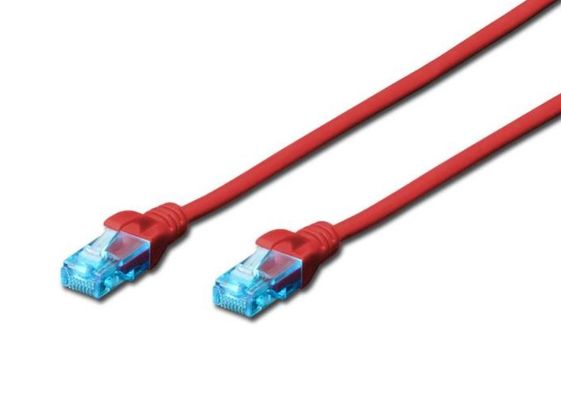 DIGITUS Patch cord U/UTP kat.5e PVC 0,25m Czerwony  - DK-1512-0025/R