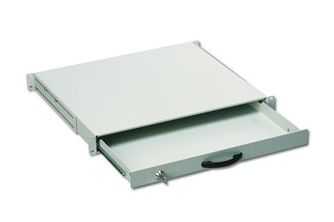 DIGITUS Zamykana półka 19" 1U na klawiaturę do szaf sieciowych i serwerowych, RAL 7035, jasno-szara - DN-19 KEY-1U
