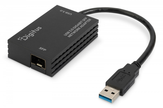 DIGITUS Karta sieciowa USB 3.0 typ A na Gigabit SFP, adapter światłowodowy 1000 Mb/s, moduł SFP sprzedawany osobno - DN-3026-1