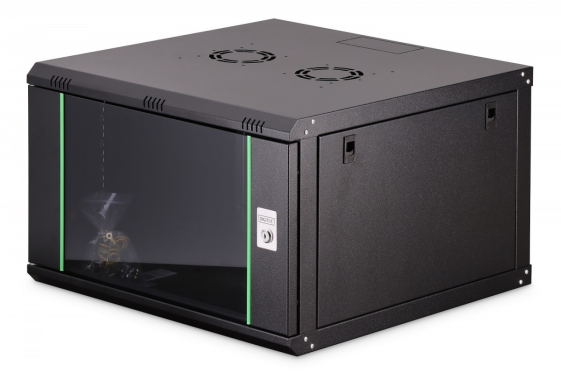 DIGITUS Szafa sieciowa wisząca Dynamic 19" 7U rack 385x600x600mm, drzwi szyba, czarna, niezłożona, 60kg - DN-37103