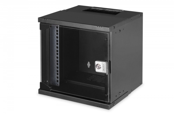DIGITUS Szafa sieciowa wisząca 10" 6U, SOHO PRO 324 x 316 x 298 mm, nośność 60kg, drzwi szyba, niezłożona, Czarna - DN-49101