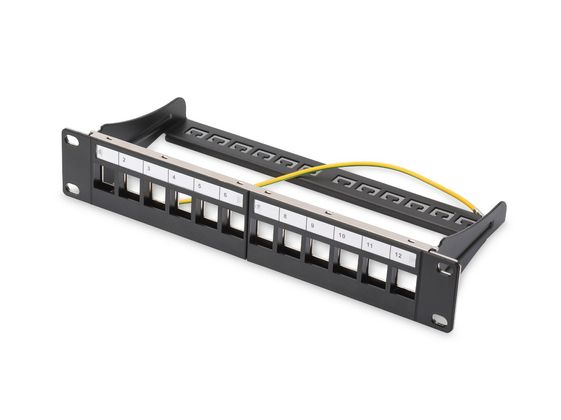 DIGITUS Patch panel 10, 12 port Keystone, pusty, Czarny - DN-91420