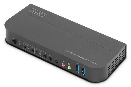 DIGITUS Przełącznik KVM 2 portowy DisplayPort do HDMI 2x1 4K 60Hz  2xUSB audio - DS-12850