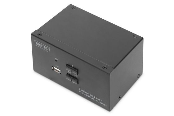 DIGITUS Przełącznik KVM 2 portowy HDMI, Dual Display, 4K 30Hz - DS-12860