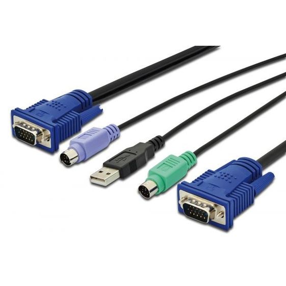 DIGITUS Kabel Octopus do KVM 2xVGA, 2xPS/2, 1xUSB 3m - DS-19232