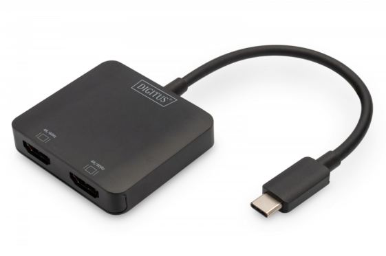 DIGITUS Hub/Koncentrator 2-portowy USB Typ C/2x HDMI 4K/60Hz HDR HDCP 2.2 MST - DS-45338