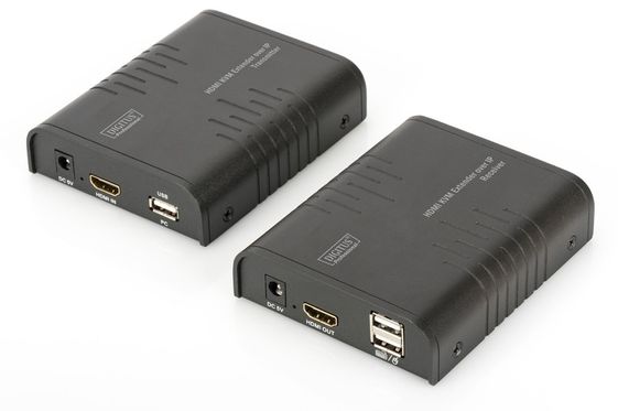 DIGITUS Przedłużacz/Extender KVM (HDMI+USB) do 120m po Cat.5e UTP lub IP, 1080p FHD 60Hz, audio (zestaw) - DS-55202