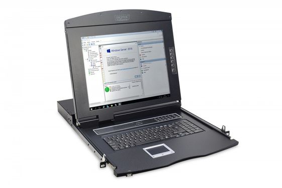 DIGITUS Konsola 17 LCD z touchpad KVM 8 portów 1U komplet kabli (8xDS-19231) klawiatura US - DS-72210-2US