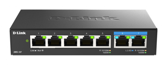 D-LINK Przełącznik 7 portów 5x1GE 2x2.5GE DMS-107/E - DMS-107/E