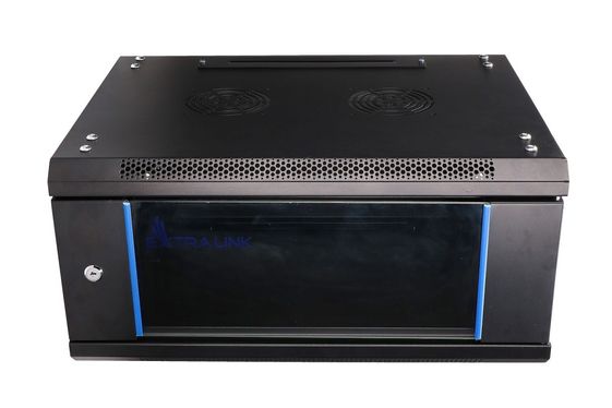 EXTRALINK Szafka wisząca rack 4U 600x600 czarna szklane drzwi - EX.2893