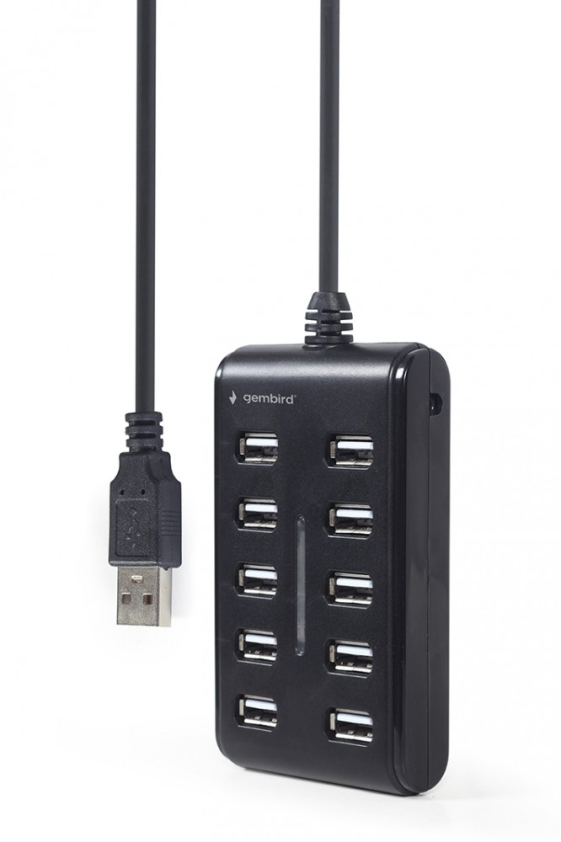 GEMBIRD HUB USB 2.0 10-portowy czarny  - UHB-U2P10P-01