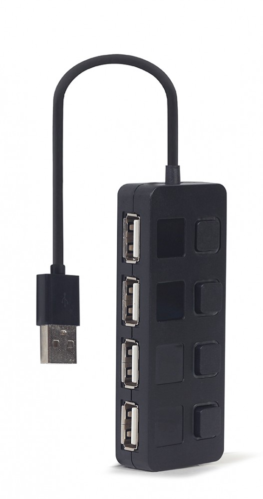 GEMBIRD HUB USB 2.0 4-portowy z przełącznikami, czarny  - UHB-U2P4-05