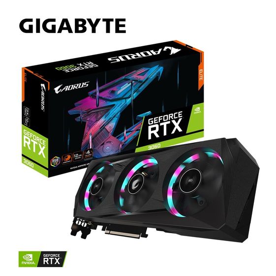 GIGABYTE Karta Graficzna RTX 3060 Aorus ELITE 12GB GDDR6 192bit LHR 2DP/2HDMI - GV-N3060AORUS E-12GD 2.0