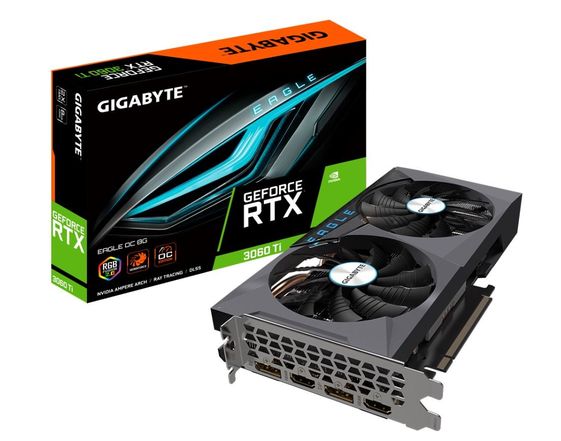 GIGABYTE Karta graficzna RTX 3060 Ti Eagle OC 2.0 8GB 256bit LHR 2DP/2HDMI - GV-N306TEAGLE OC-8GD 2.0