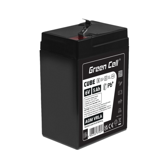 GREEN CELL Akumulator AGM VRLA 6V 5Ah IP54 - AGM6V5AH-J