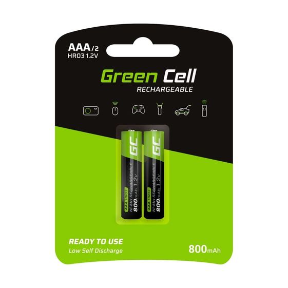 GREEN CELL Akumulatorki Paluszki 2x AAA HR03 800mAh  - GR08