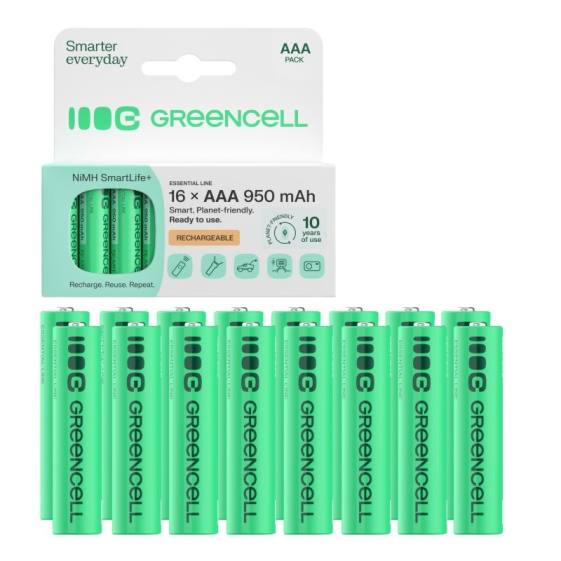 GREEN CELL Akumulatorki paluszki 16xAAA HR03 950mAh - GR12