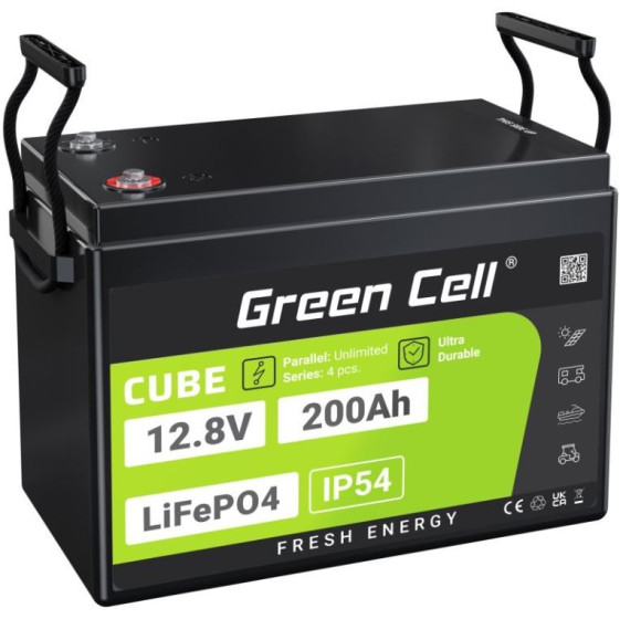 GREEN CELL Akumulator LiFePO4 200Ah 12V/12.8V 2560Wh  - LFPGC12V200AH