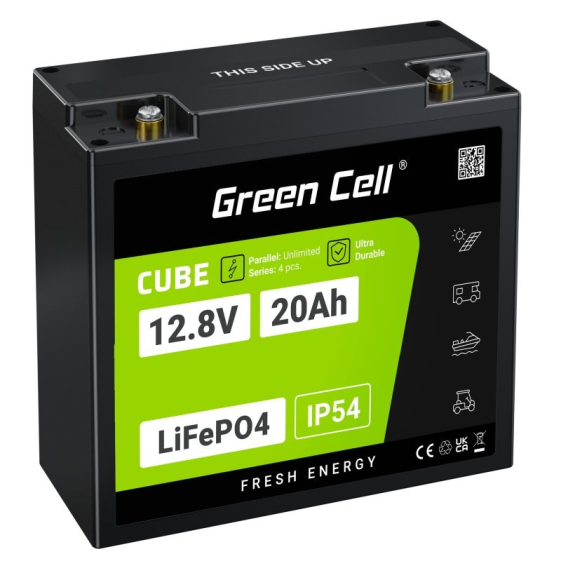 GREEN CELL Akumulator CUBE LiFePO4 20Ah 12V/12.8V 256Wh  - LFPGC12V20AH