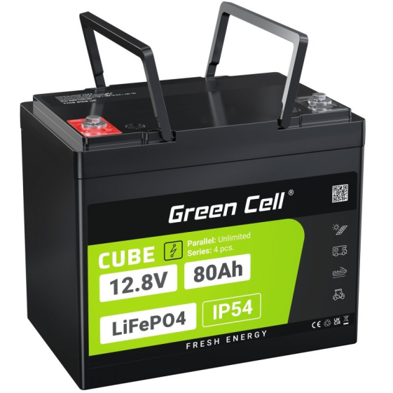 GREEN CELL Akumulator CUBE LiFePO4 80Ah 12V/12.8V 1024Wh  - LFPGC12V80AH