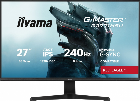 IIYAMA Monitor 27 cali G2771HSU-B1 0.4ms,Fast IPS,1xUSB 3.2, 1xUSB C,      240Hz, DP, 2xHDMI,  Adaptive G-SYNC - 1920 x 1080 @48-240Hz  DisplayPort Only  - G2771HSU-B1
