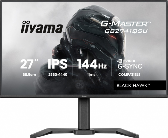 IIYAMA Monitor 27 cali GB2741QSU-B1 IPS,QHD,144Hz,1ms,2xUSB,                Adaptive G-SYNC,HDMI,DP,350cd, HAS (150) PIVOT  - GB2741QSU-B1